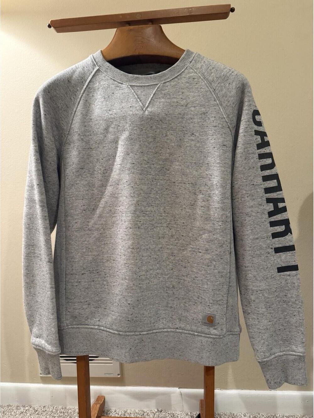 Carhartt Women's Relaxed Fit Heather Gray Logo Sleeve Sweatshirt Size Medium